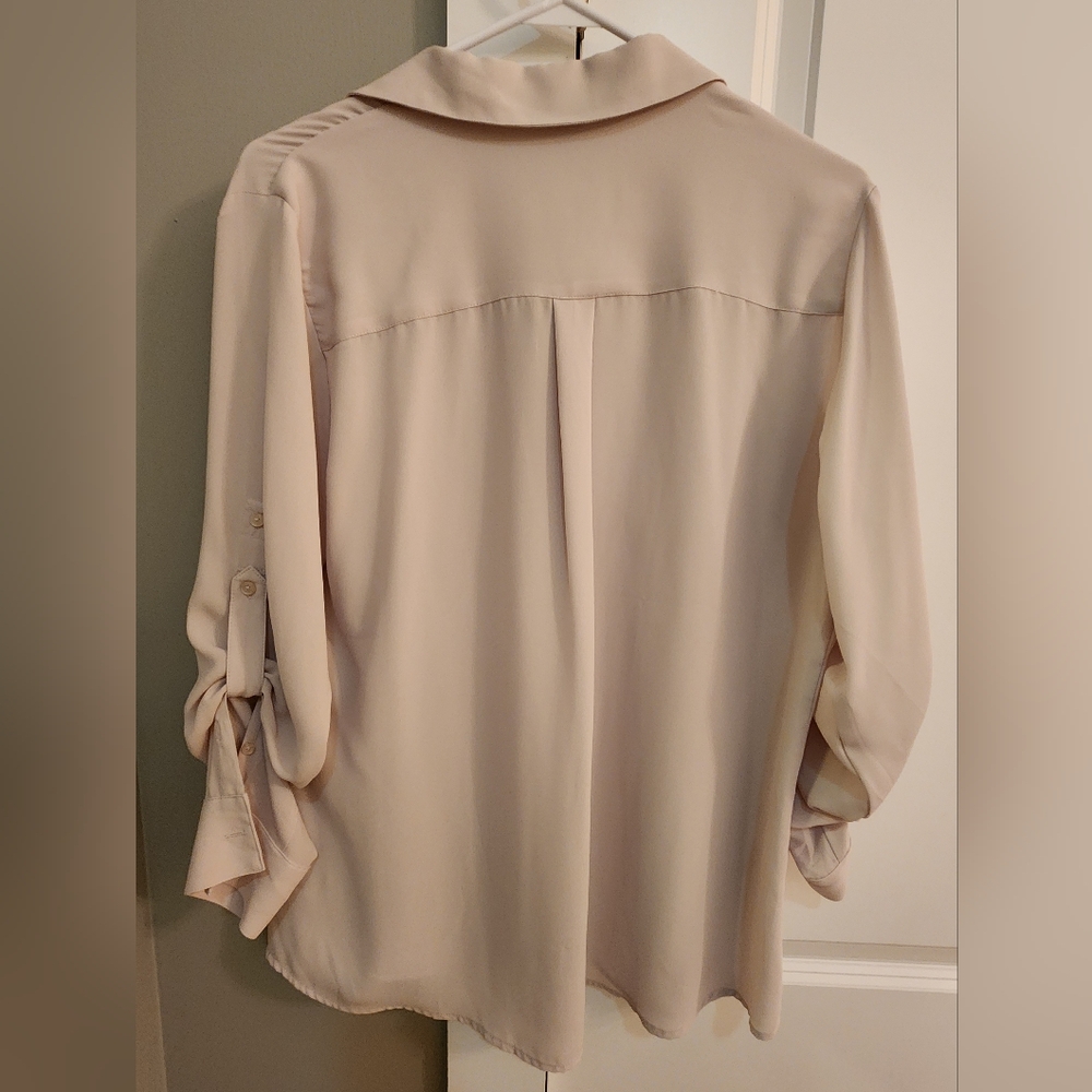 Express Studded Pocket Button-Down Blouse - Cream… - image 4